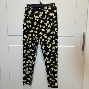 Live Well Lifestyle Lemon Print Leggings Women's Small Activewear w/ Pockets‎